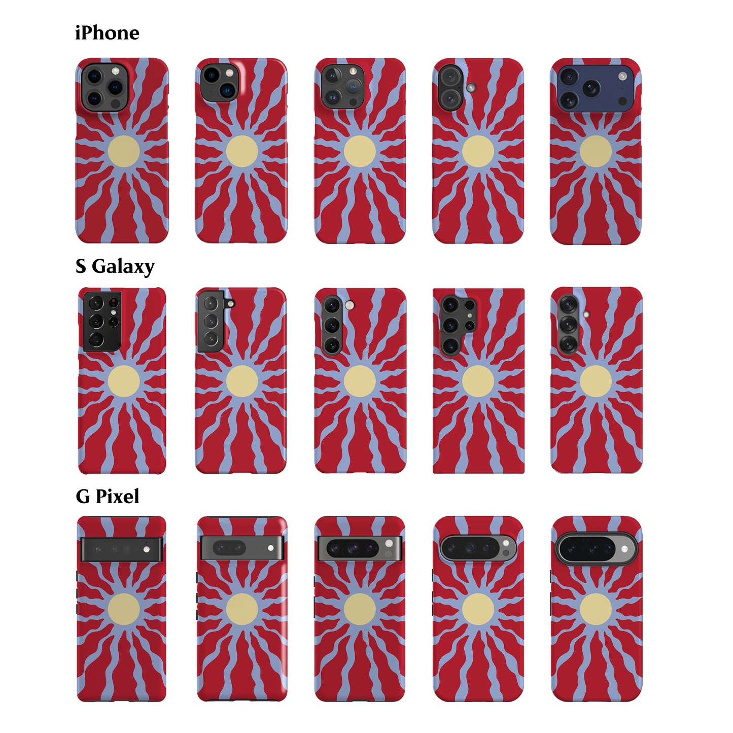 Red Wavy Sun Phone Case