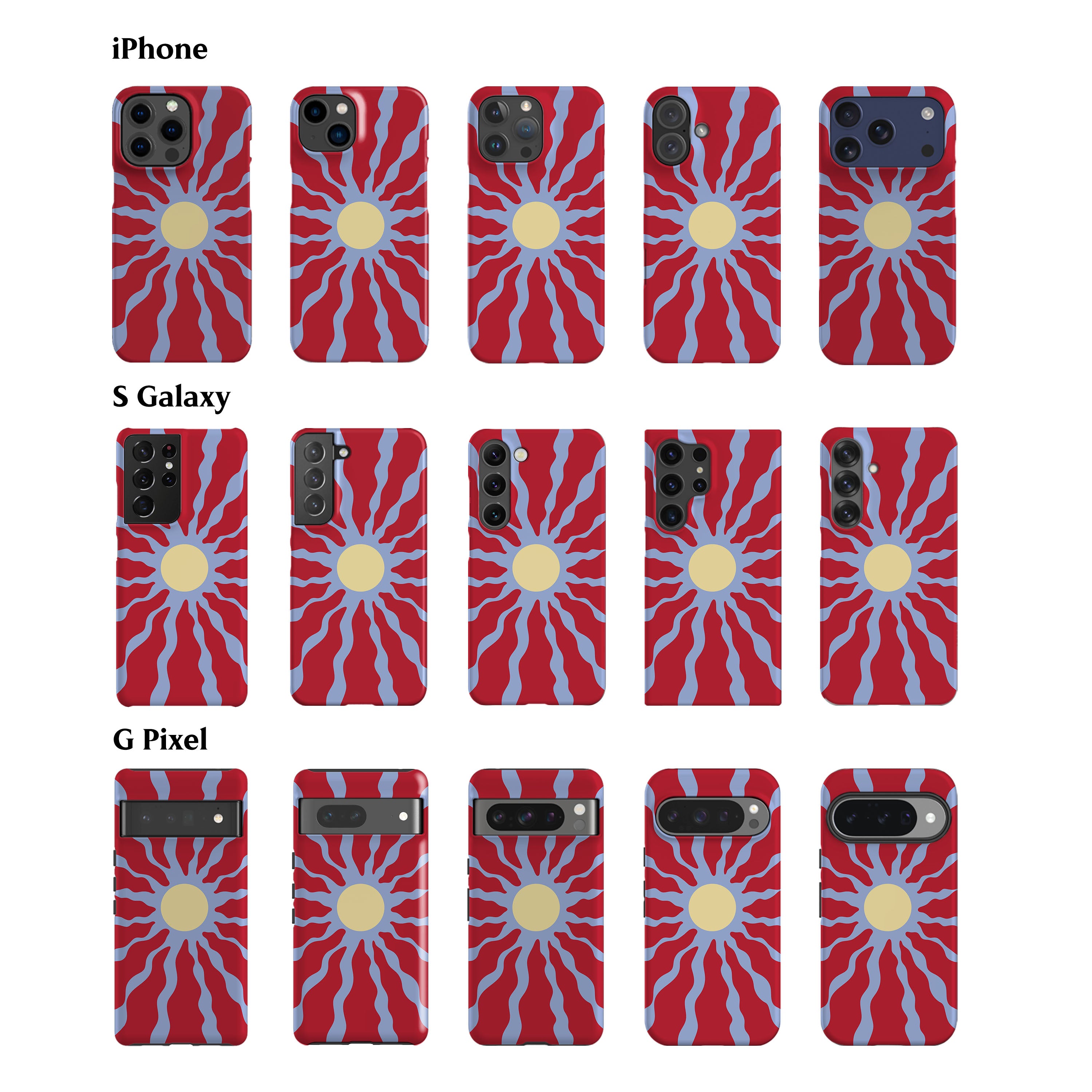 Red Wavy Sun Phone Case