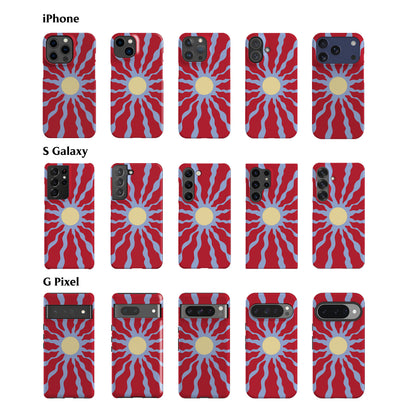 Red Wavy Sun Phone Case