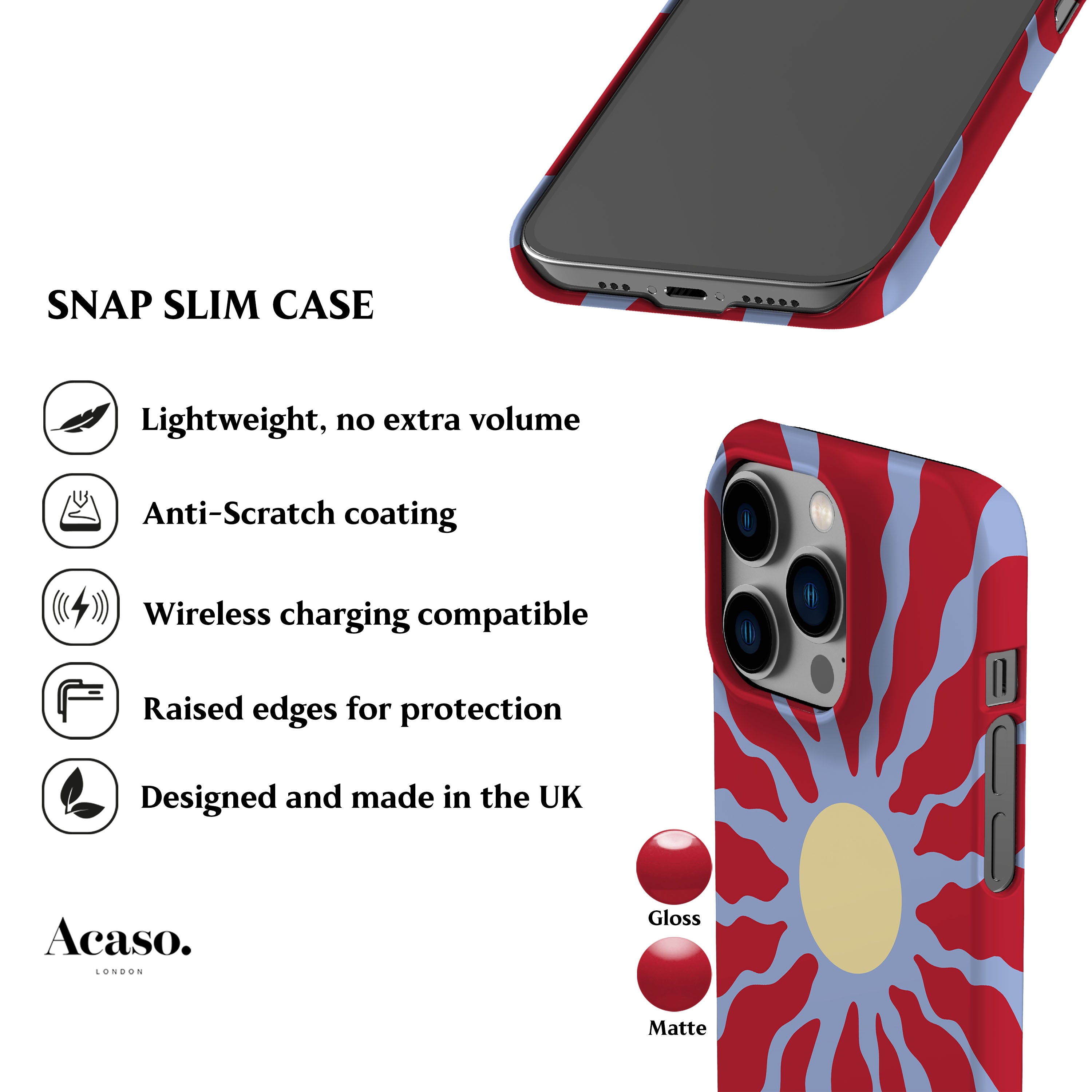Red Wavy Sun Phone Case