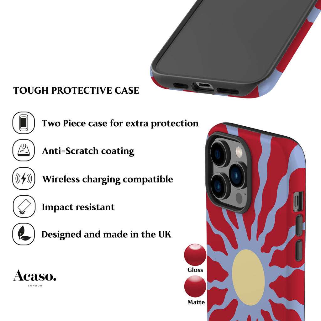 Red Wavy Sun Phone Case