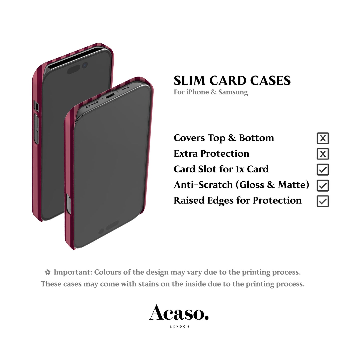 Deep Rose Striped Card Case