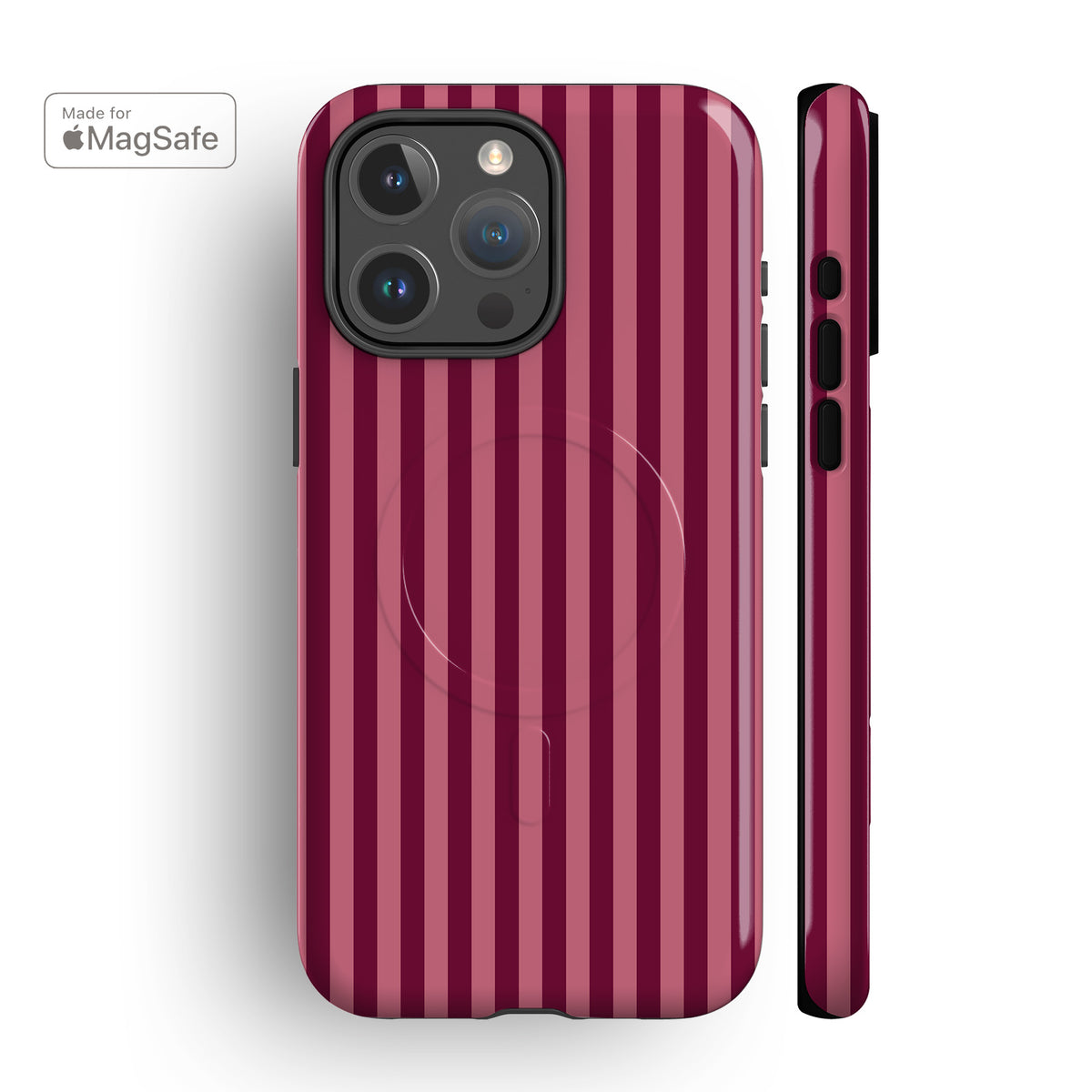 Deep Rose Stripes MagSafe iPhone Case