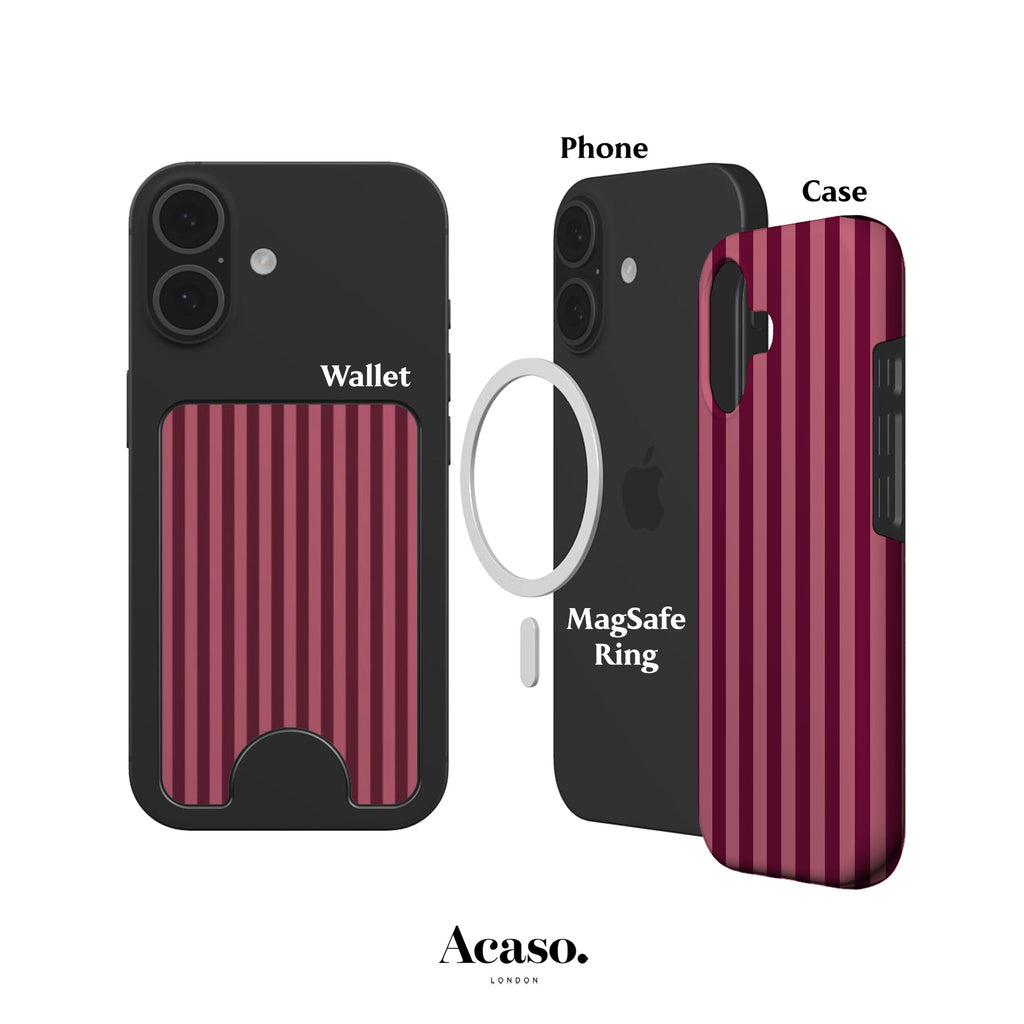 Resort Stripes Deep Rose Magnetic Phone Wallet