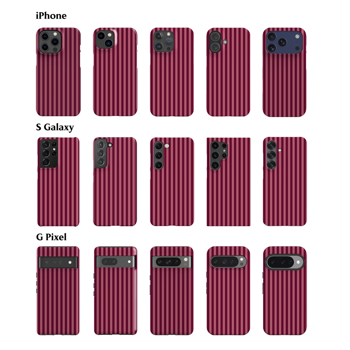 Deep Rose Striped Phone Case