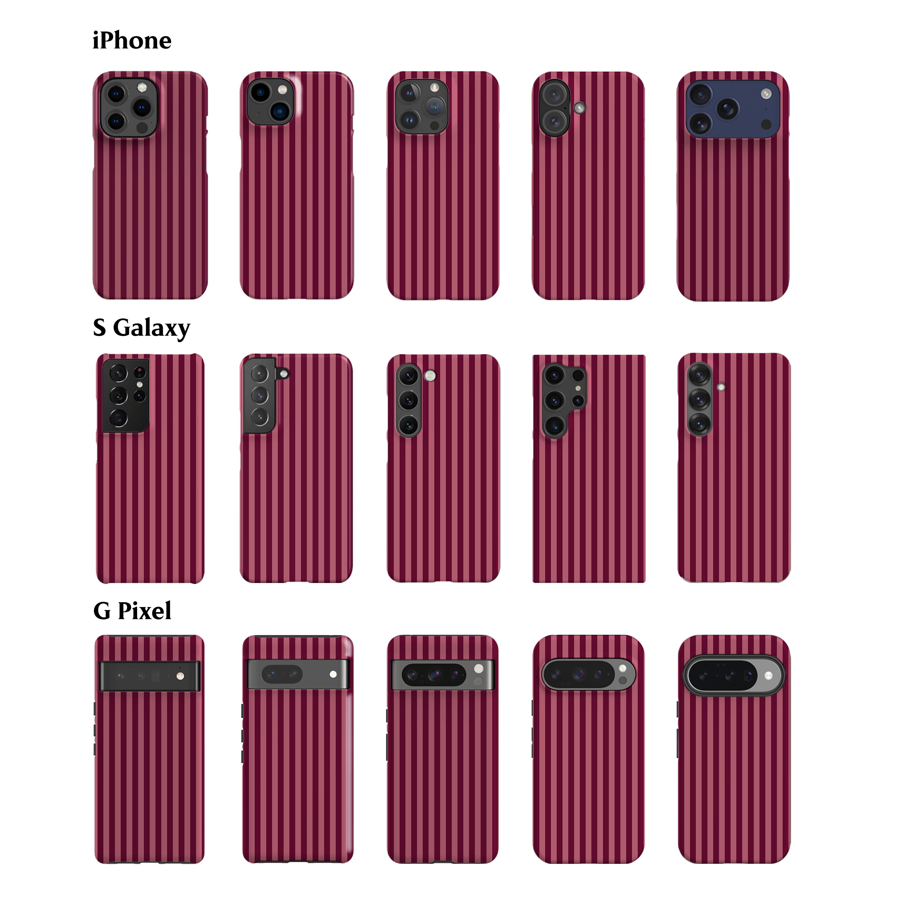 Deep Rose Striped Phone Case