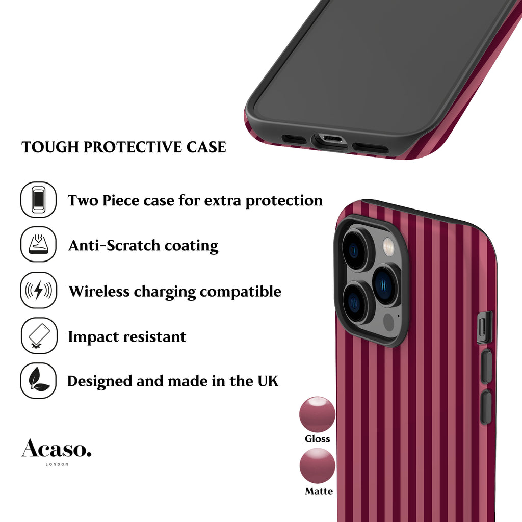 Deep Rose Striped Phone Case