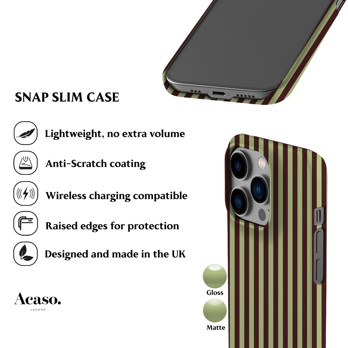 Mint Maroon Striped Phone Case