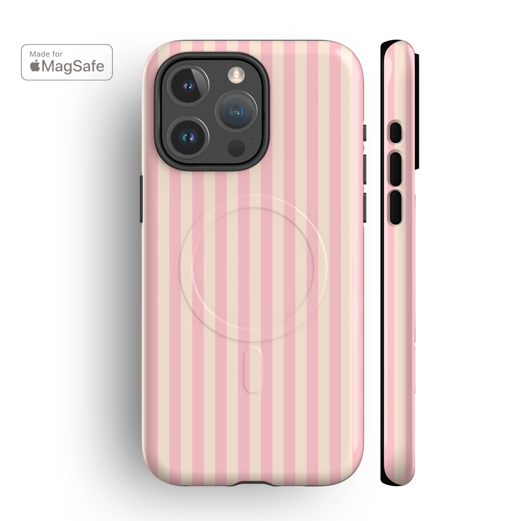 Pale Pink Resort Stripes MagSafe iPhone Case