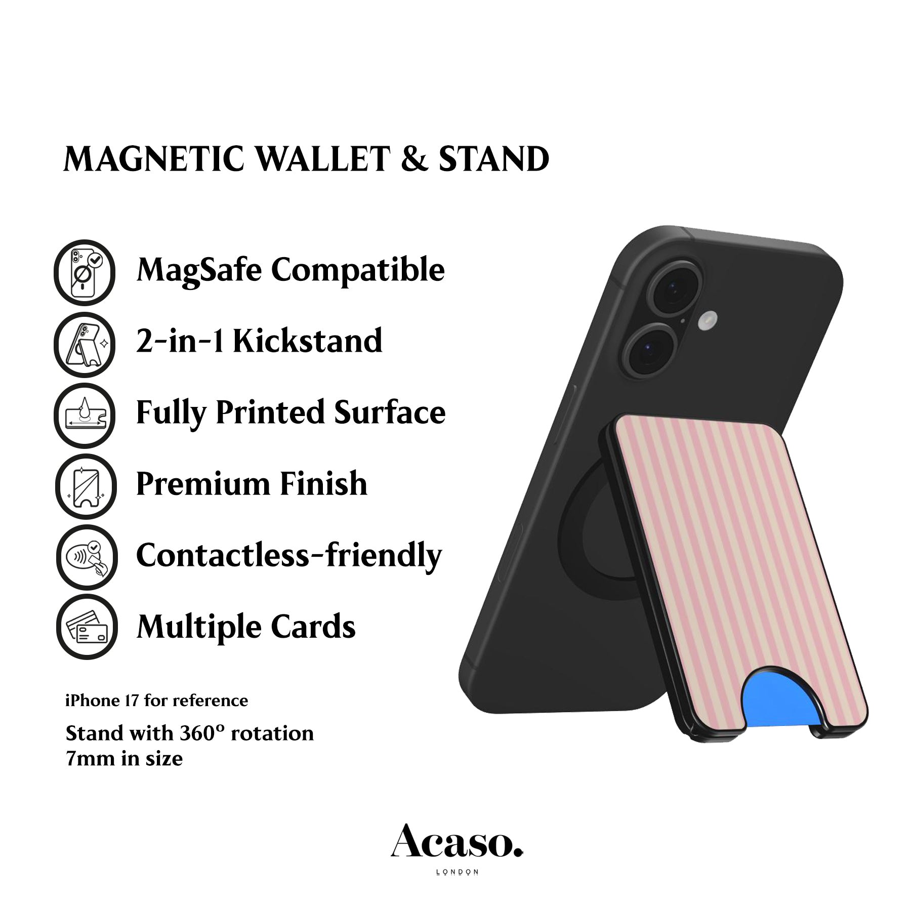 Resort Stripes Pale Pink Magnetic Phone Wallet