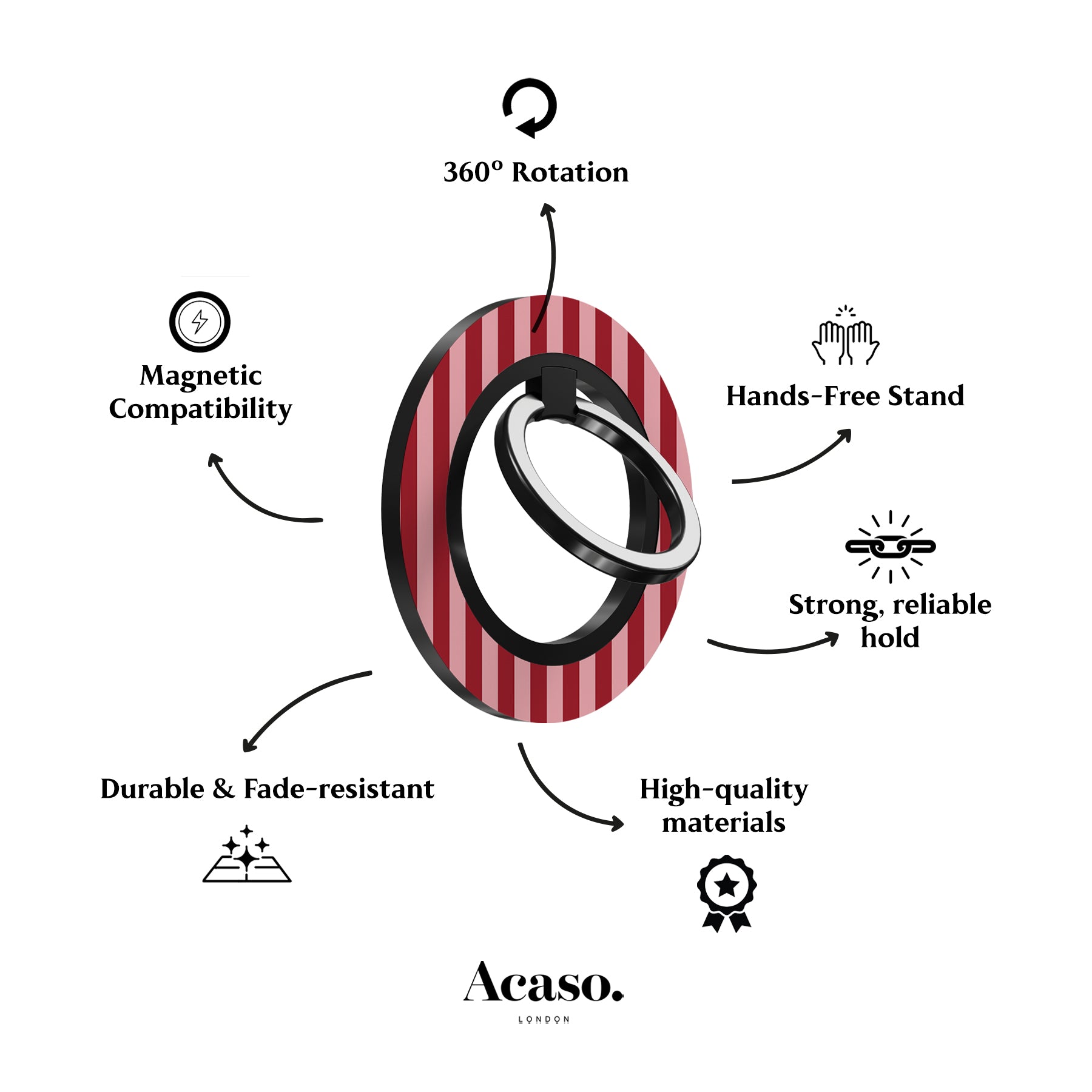 Resort Pink Stripes MagSafe Ring Holder