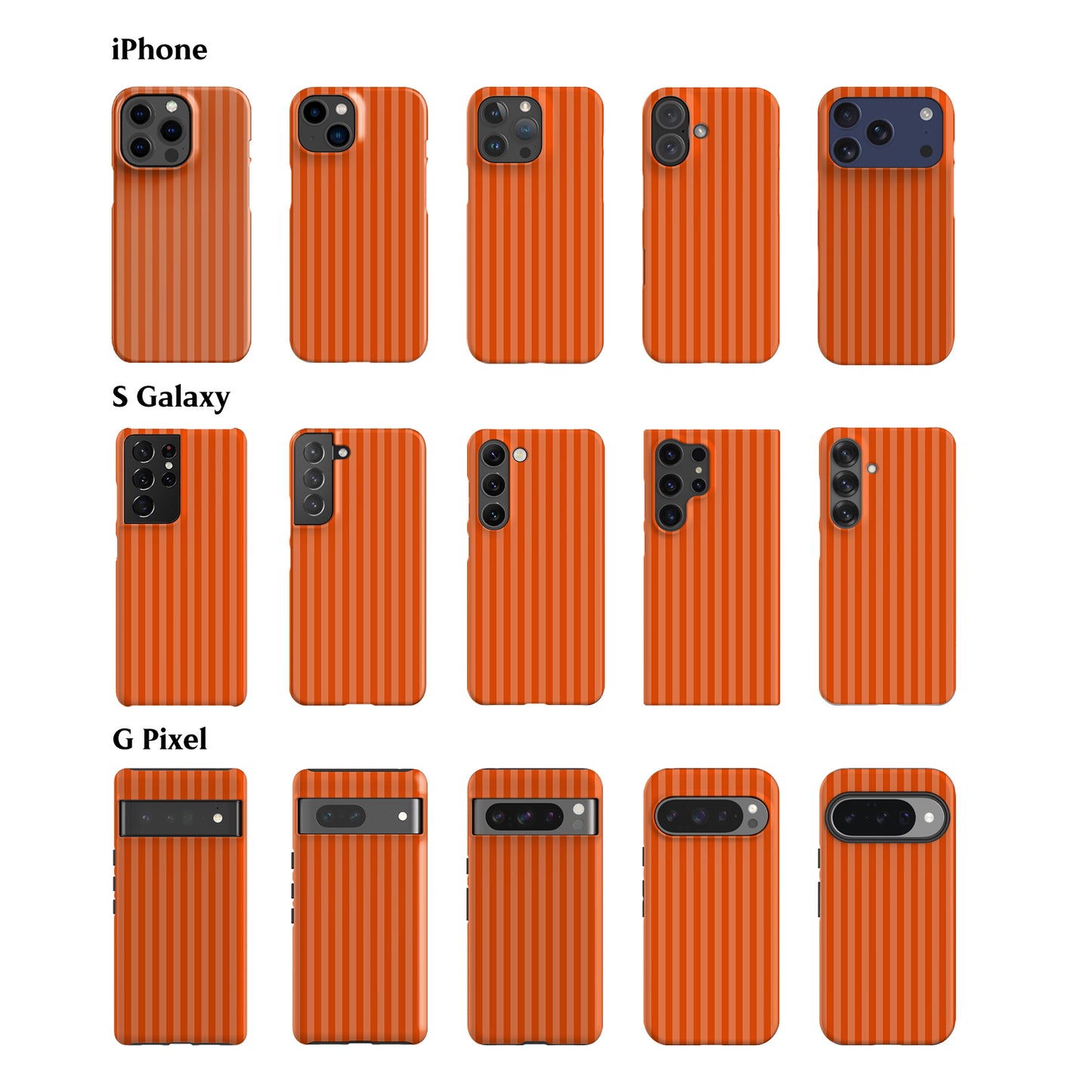 Deep Orange Striped Phone Case
