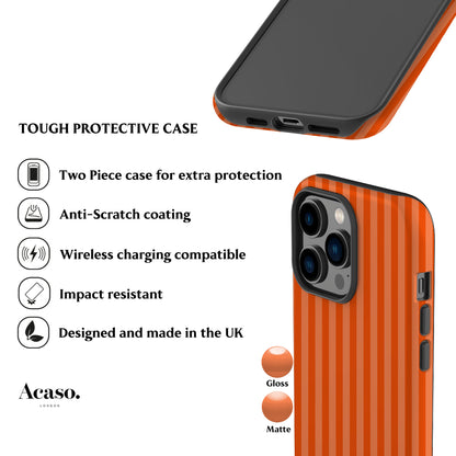 Deep Orange Striped Phone Case