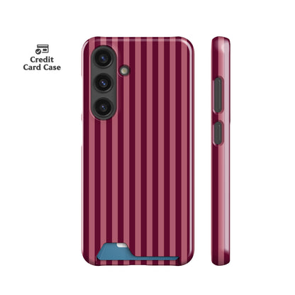 Deep Rose Striped Card Case