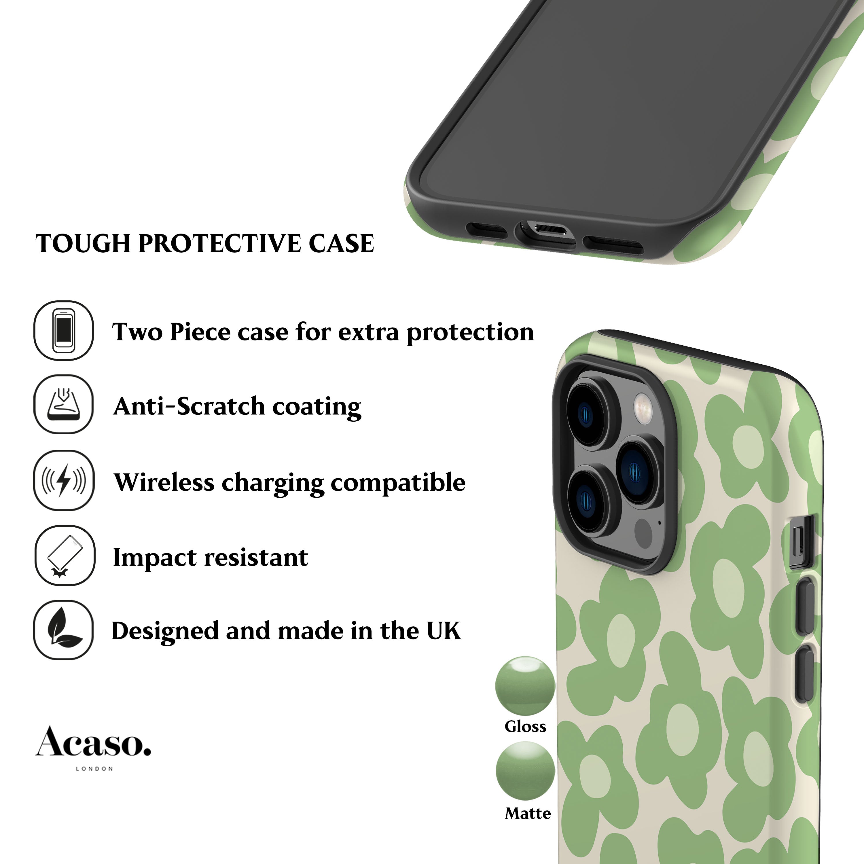 Retro Daisy Mint Phone Case