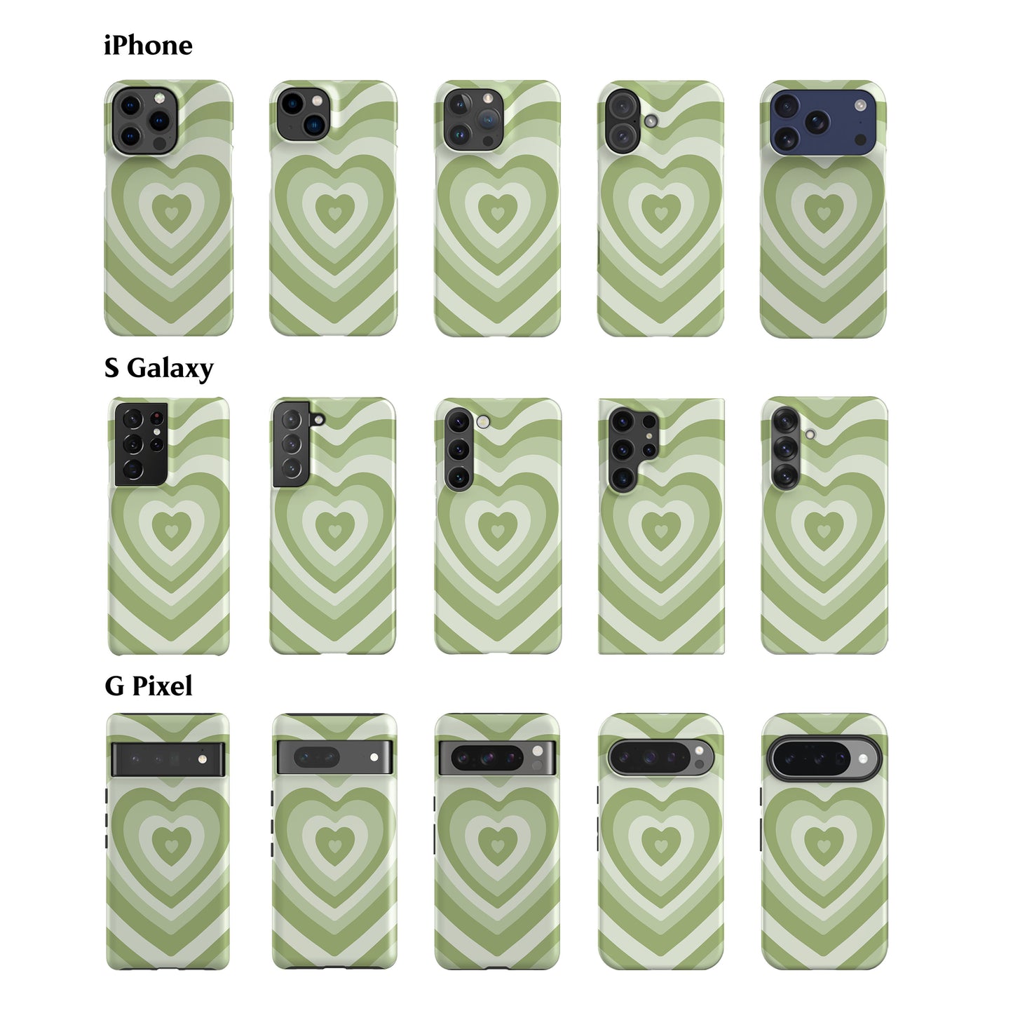 Retro Heart Green Phone Case