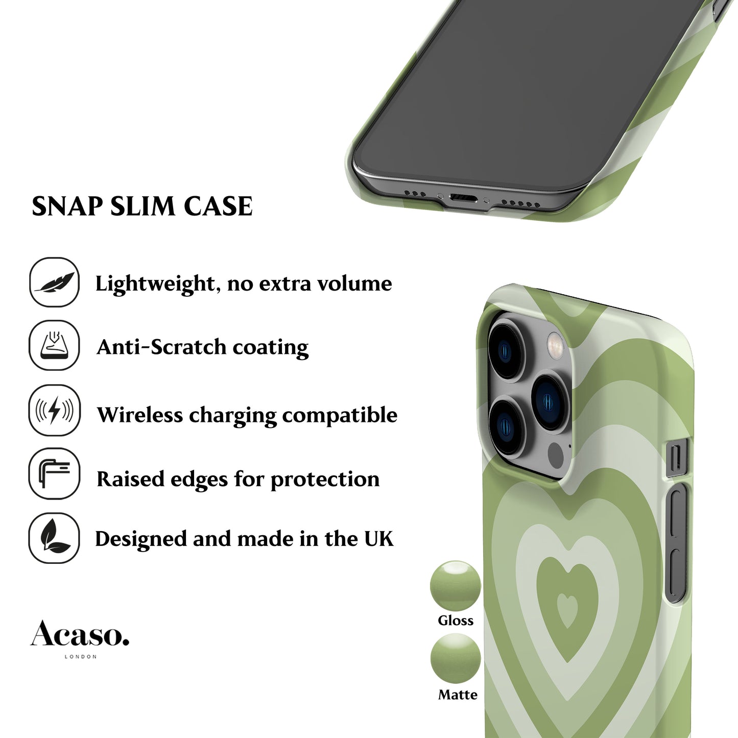 Retro Heart Green Phone Case