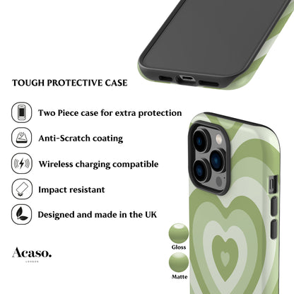Retro Heart Green Phone Case