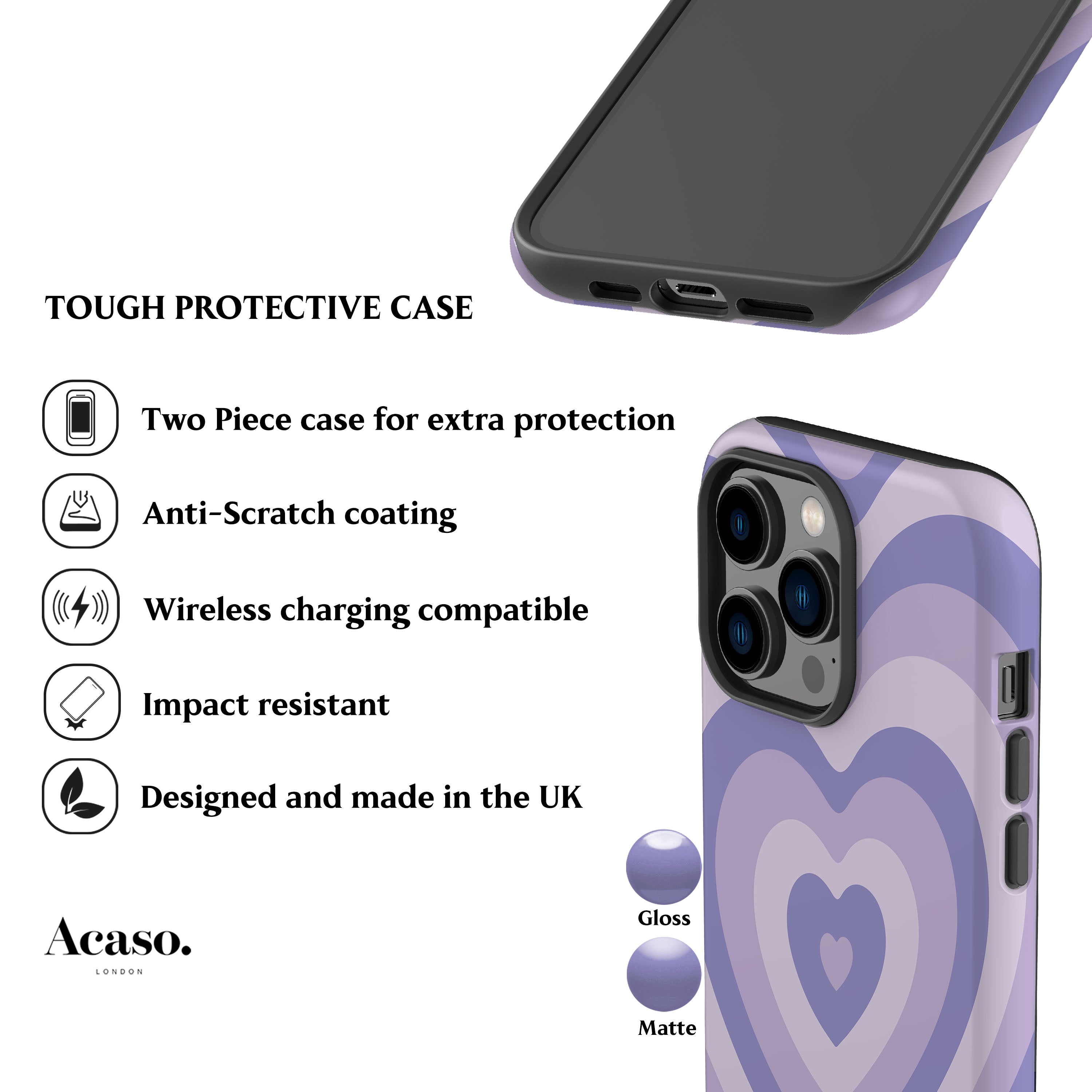 Retro Heart Lilac Phone Case