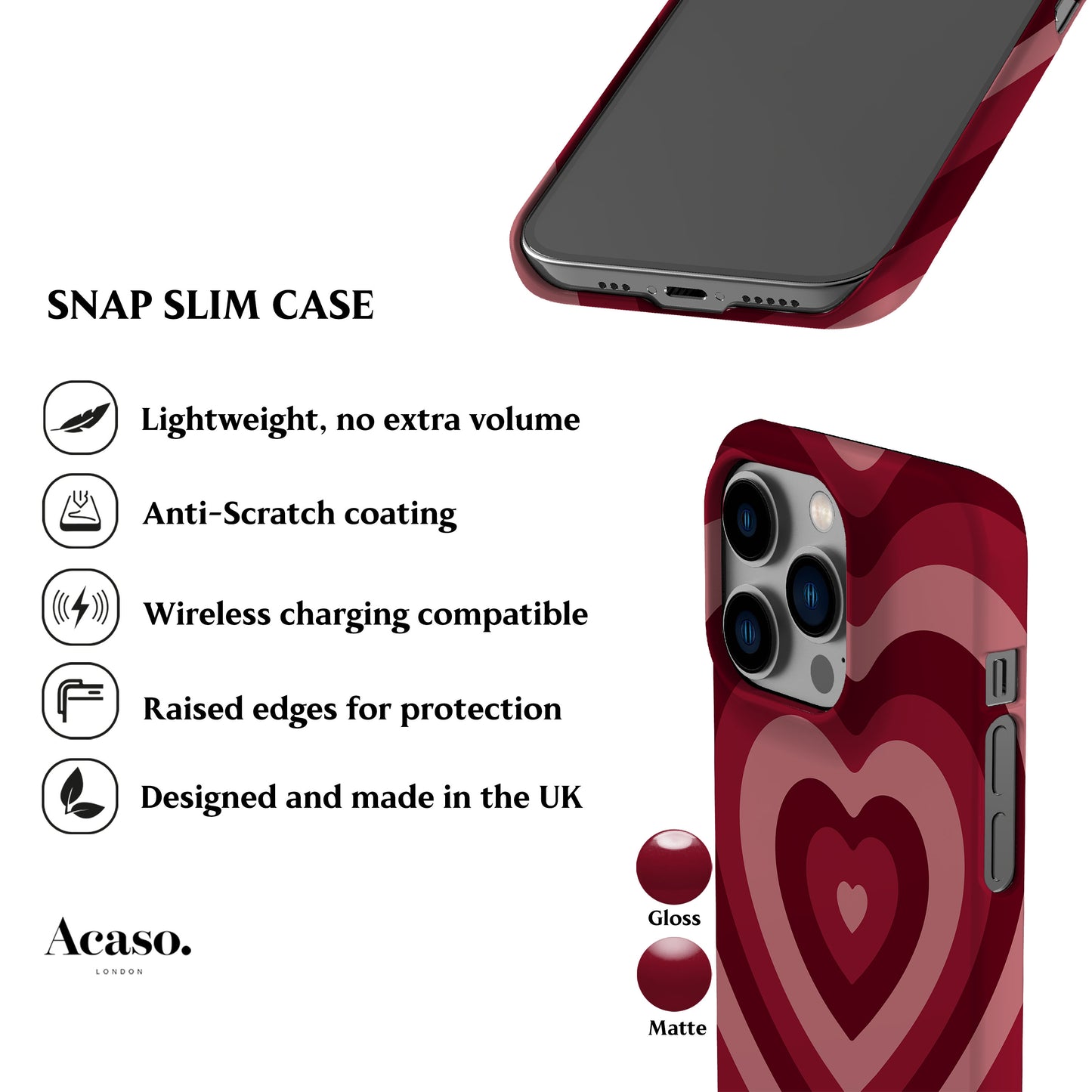 Deep Red Hearts Phone Case