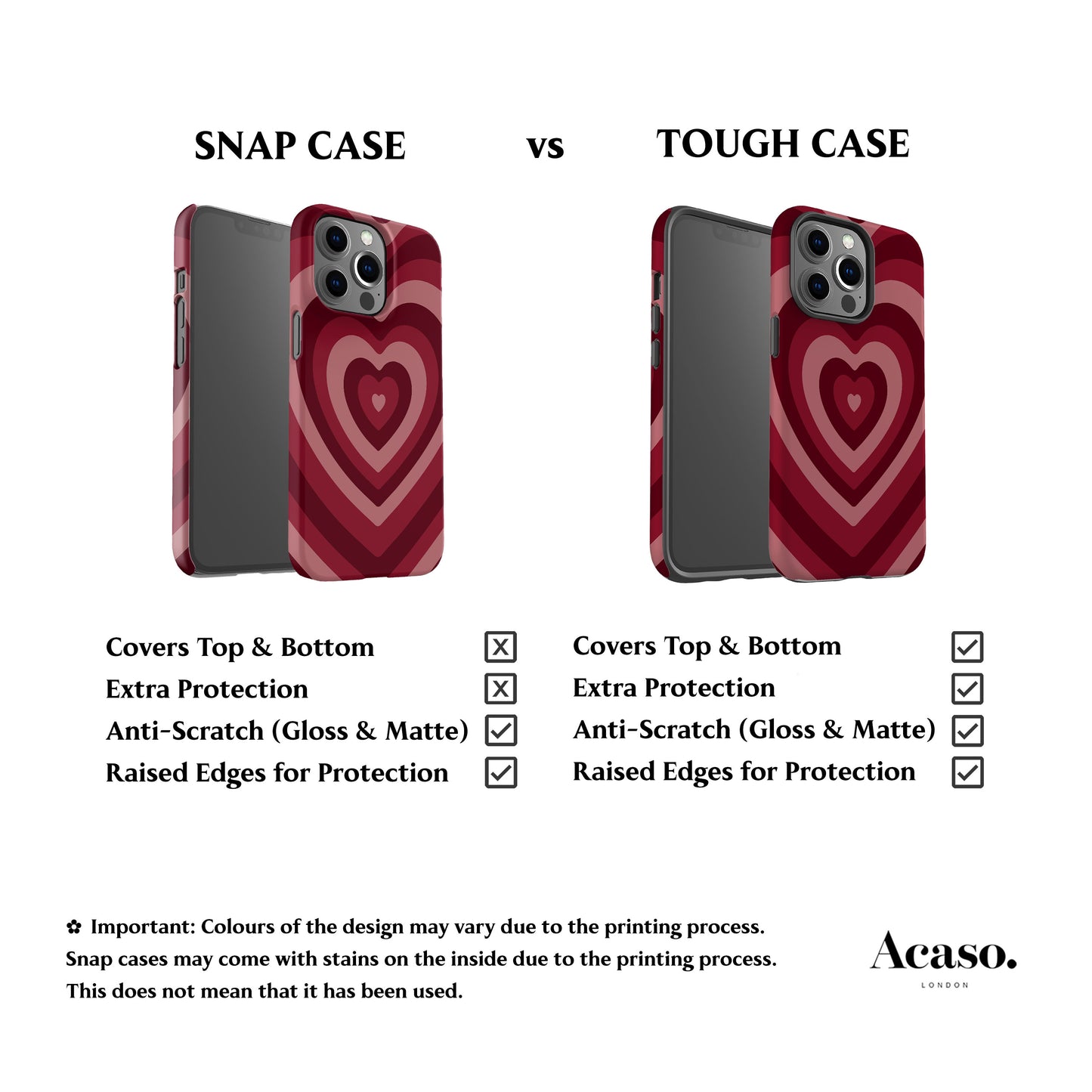 Deep Red Hearts Phone Case