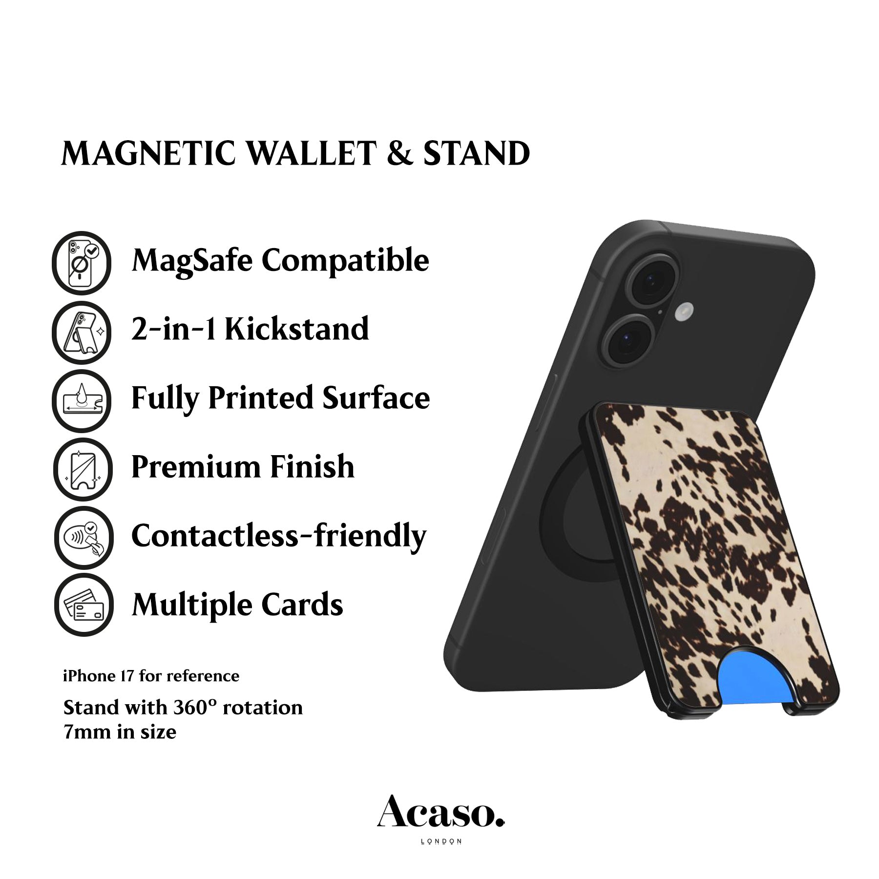 Speckled Cow Print Magnetic Phone Wallet