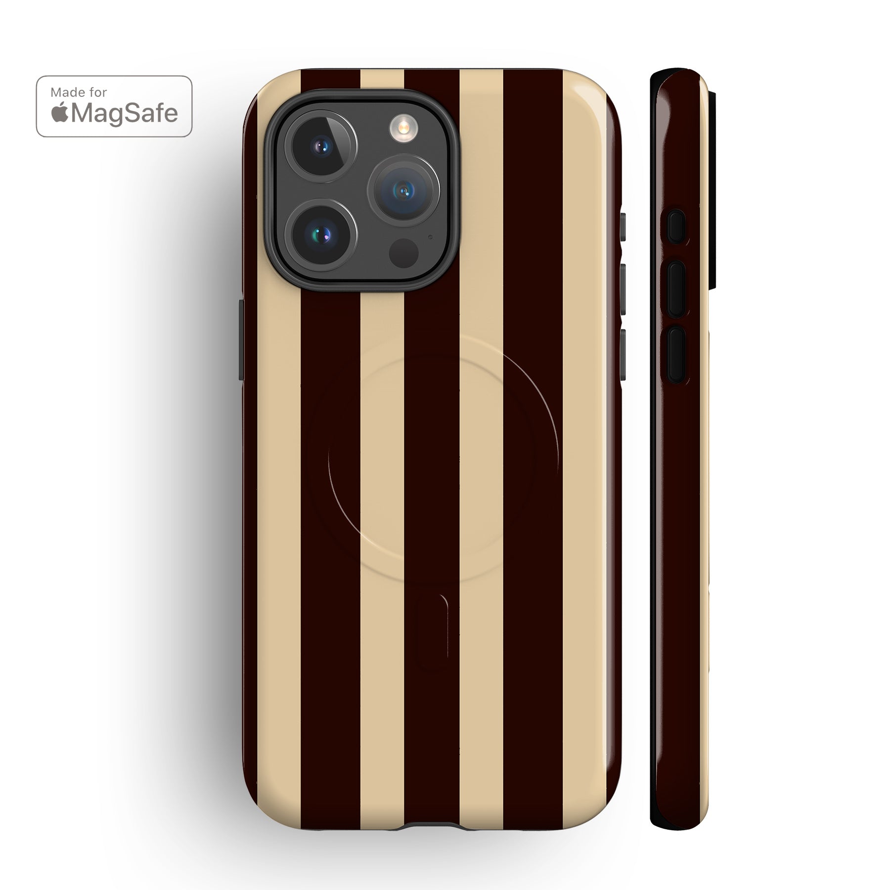 Resort Brown Beige Stripes MagSafe iPhone Case