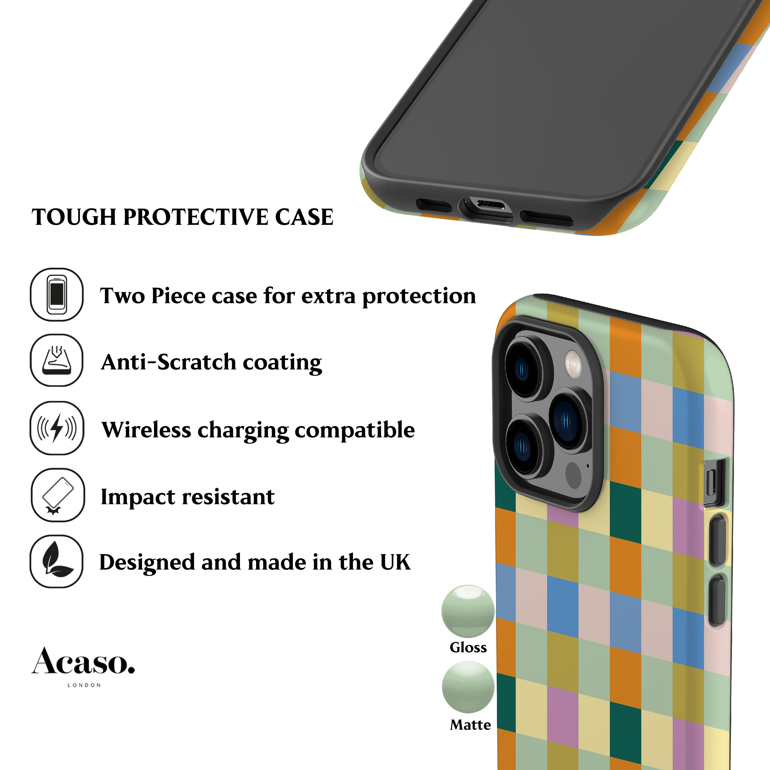 Pastel Spring Checkers Phone Case