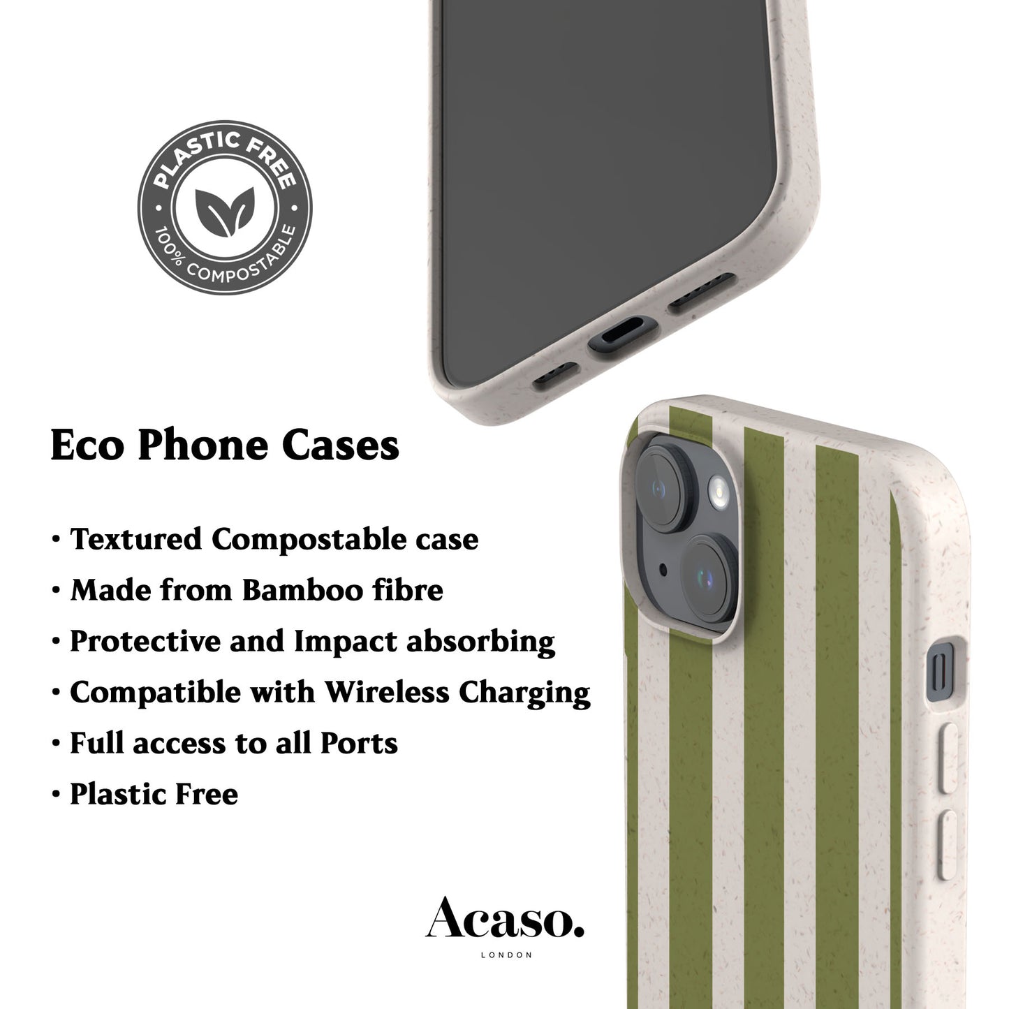 Spring Green Stripes Eco-Friendly Phone Case
