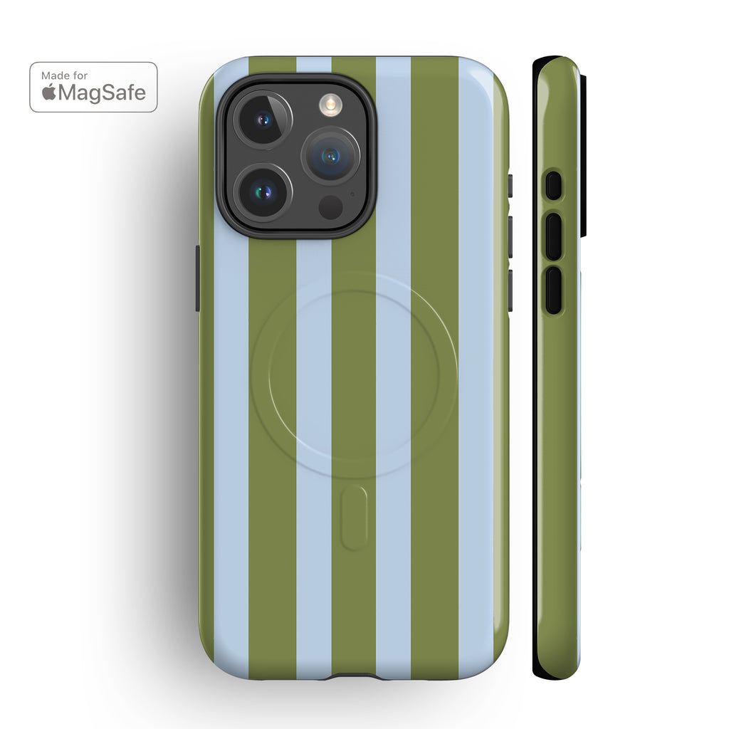 Spring Green Stripes MagSafe iPhone Case