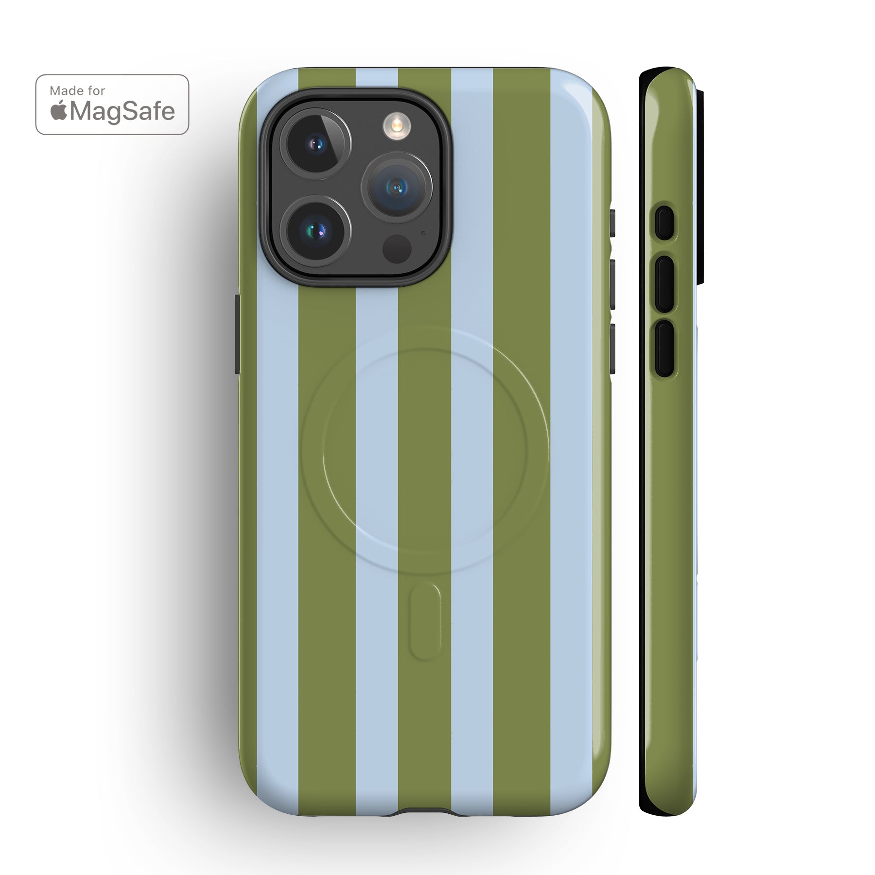 Spring Green Stripes MagSafe iPhone Case