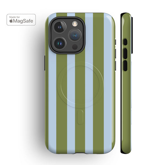 Spring Green Stripes MagSafe iPhone Case