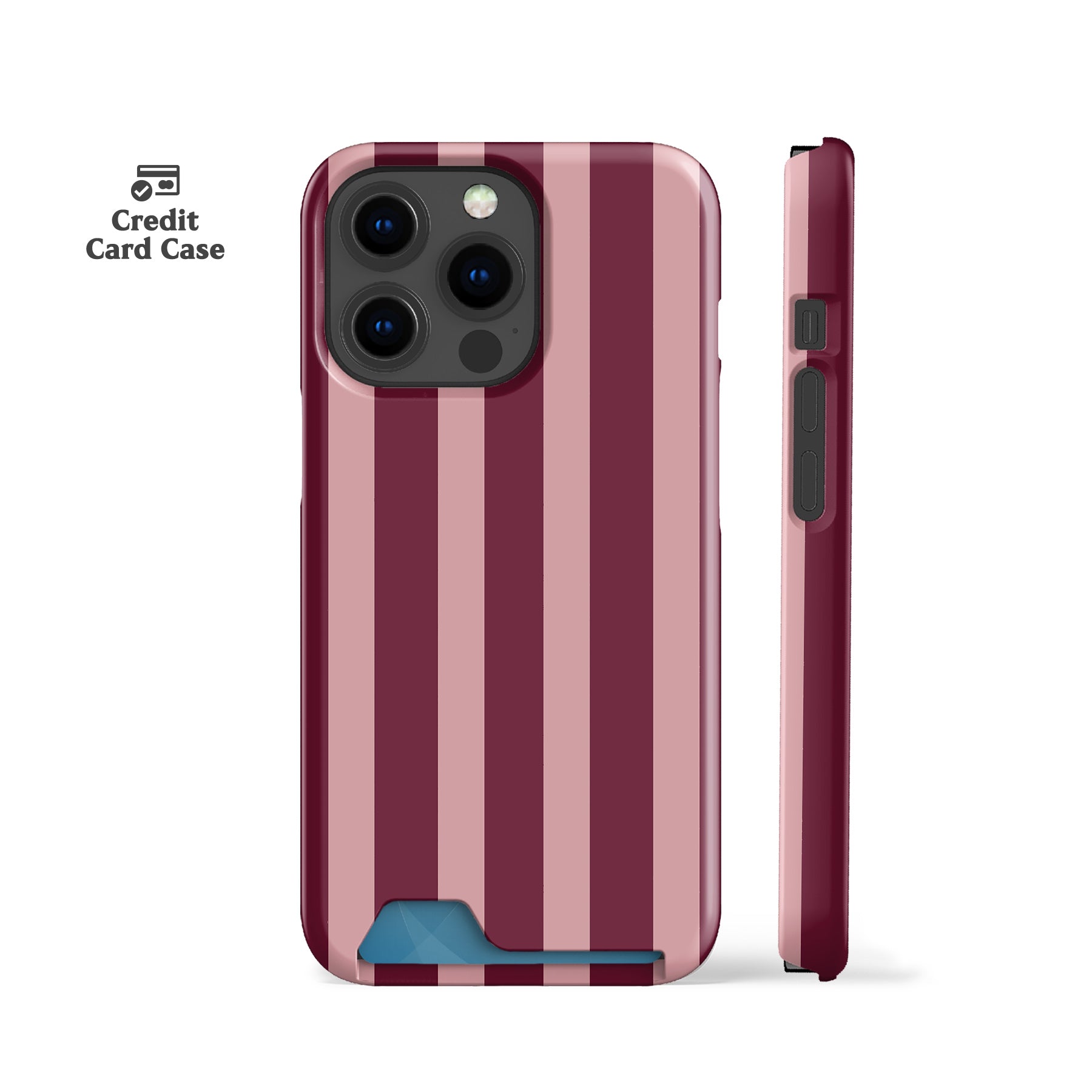 Spring Maroon Stripes Card Case