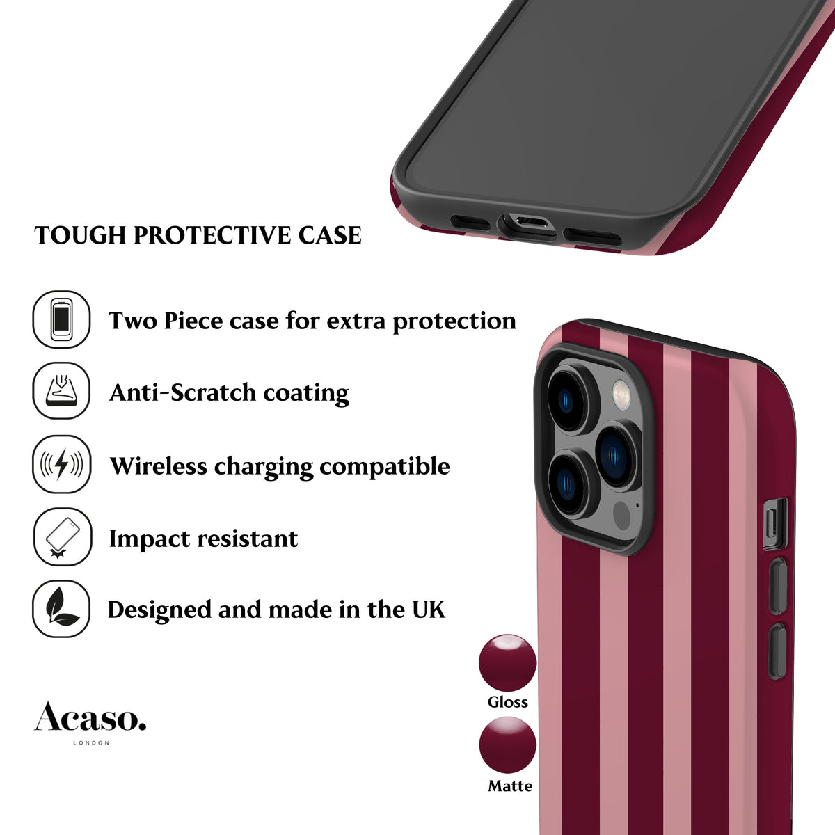 Spring Maroon Stripes Phone Case