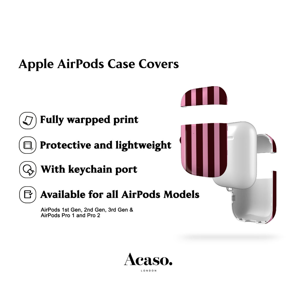 Spring Maroon Pink Stripes AirPods Cover