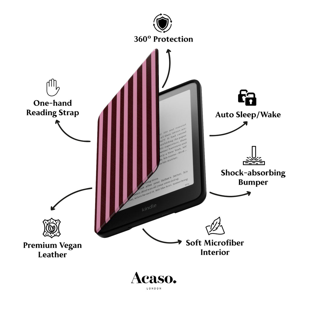Spring Maroon Stripes Kindle Case