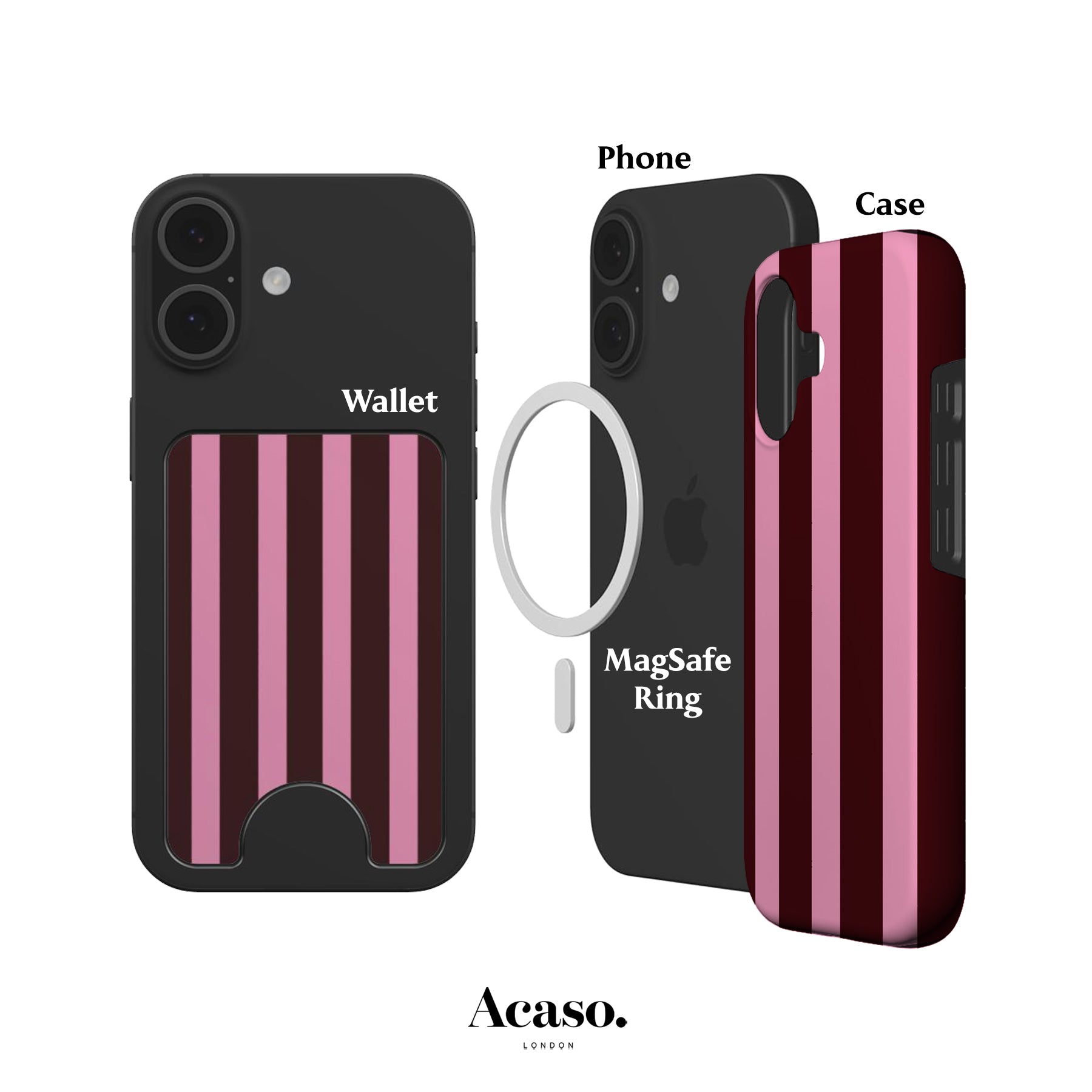 Maroon Spring Stripes Magnetic Phone Wallet