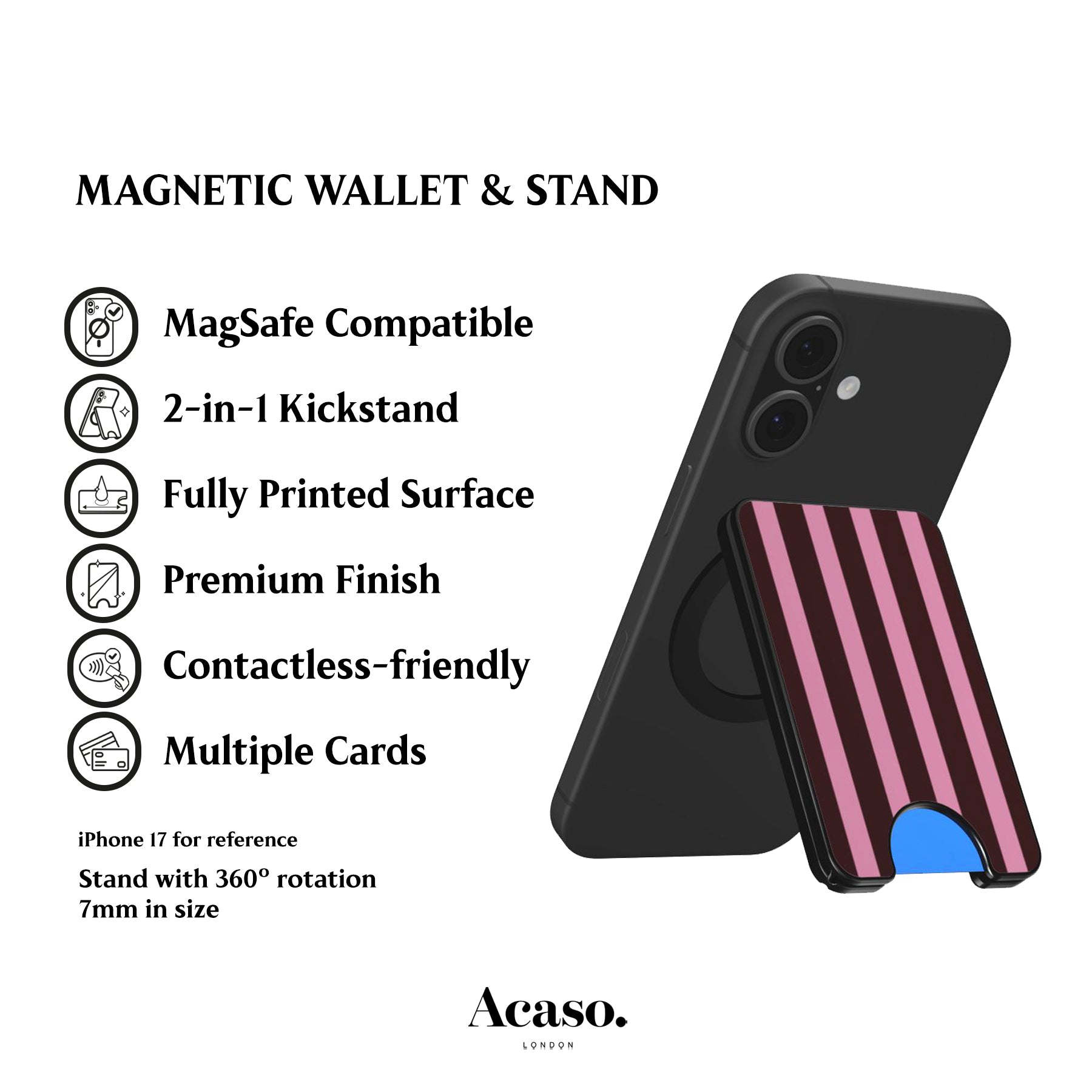 Maroon Spring Stripes Magnetic Phone Wallet