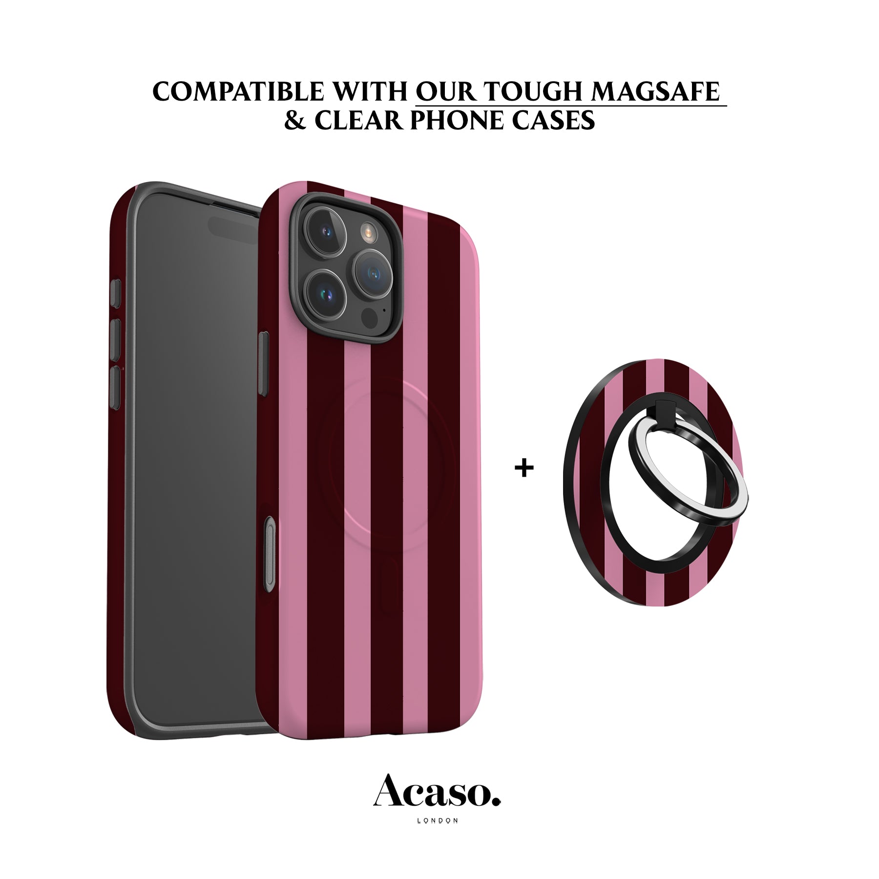 Spring Maroon Stripes MagSafe Ring Holder