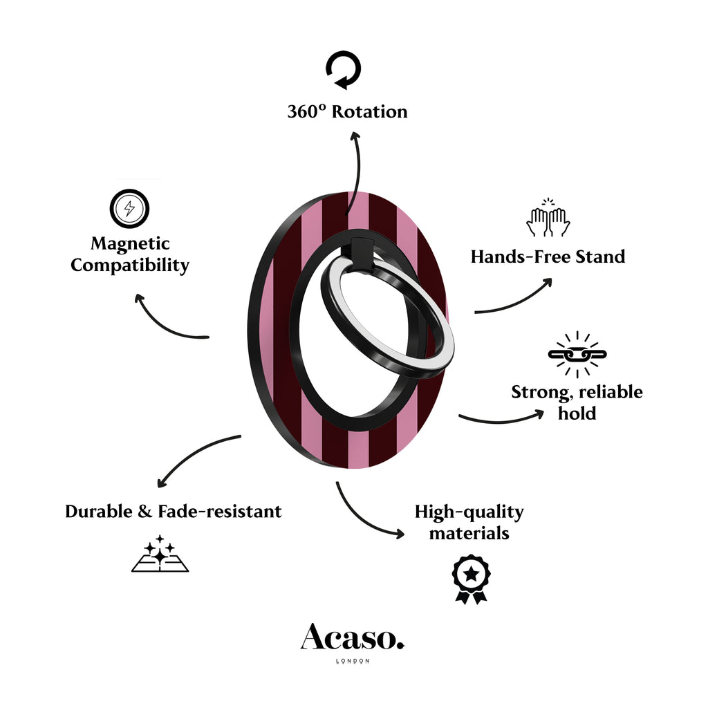 Spring Maroon Stripes MagSafe Ring Holder