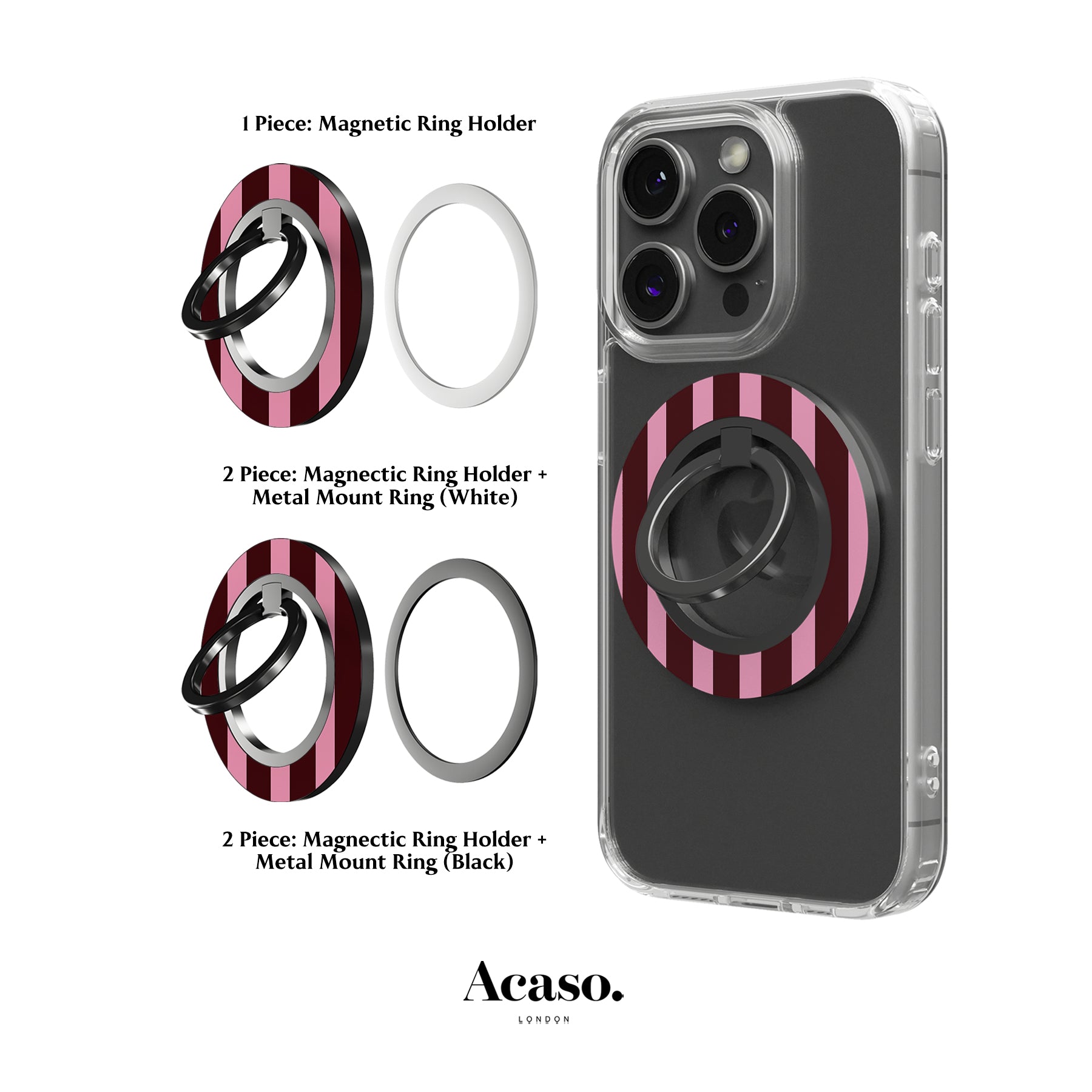Spring Maroon Stripes MagSafe Ring Holder