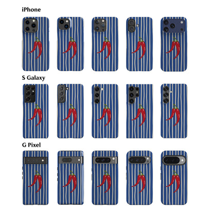Striped Chilies Blue Phone Case
