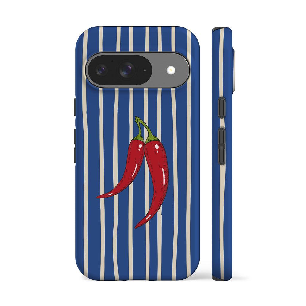 Striped Chilies Blue Phone Case