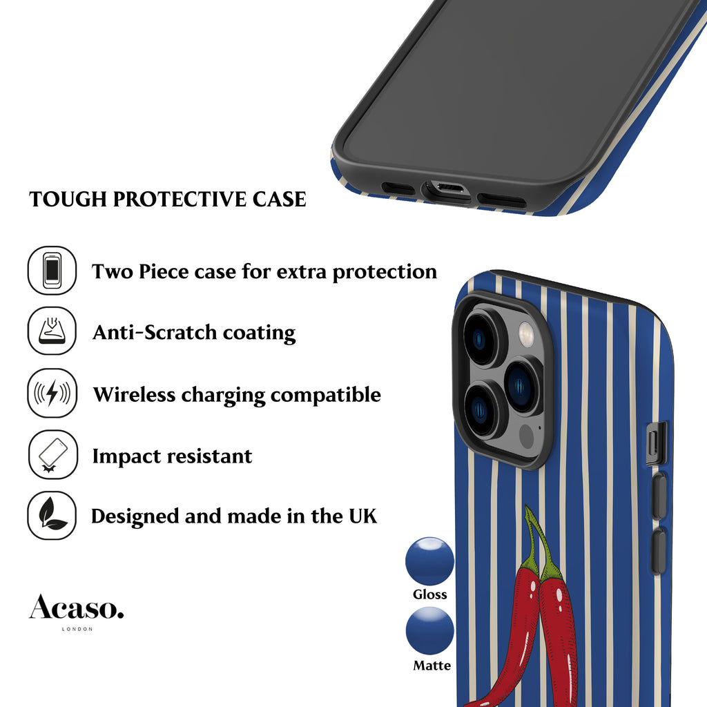Striped Chilies Blue Phone Case