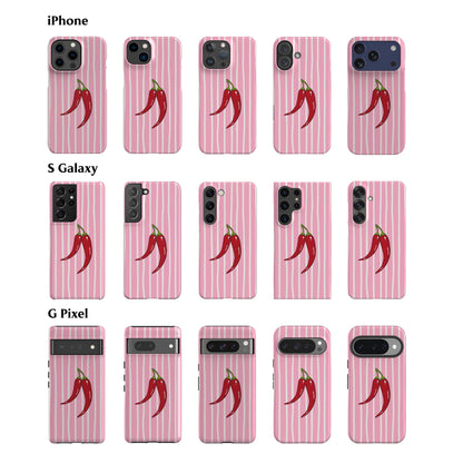 Striped Chilies Pink Phone Case