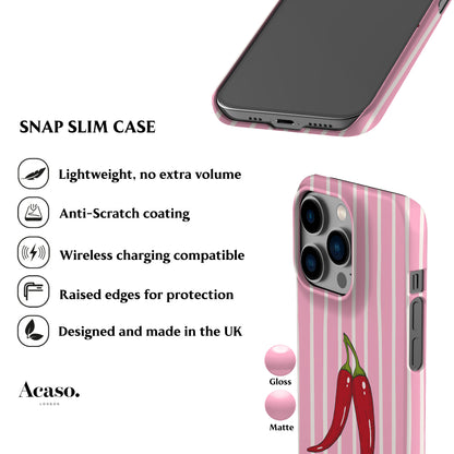 Striped Chilies Pink Phone Case