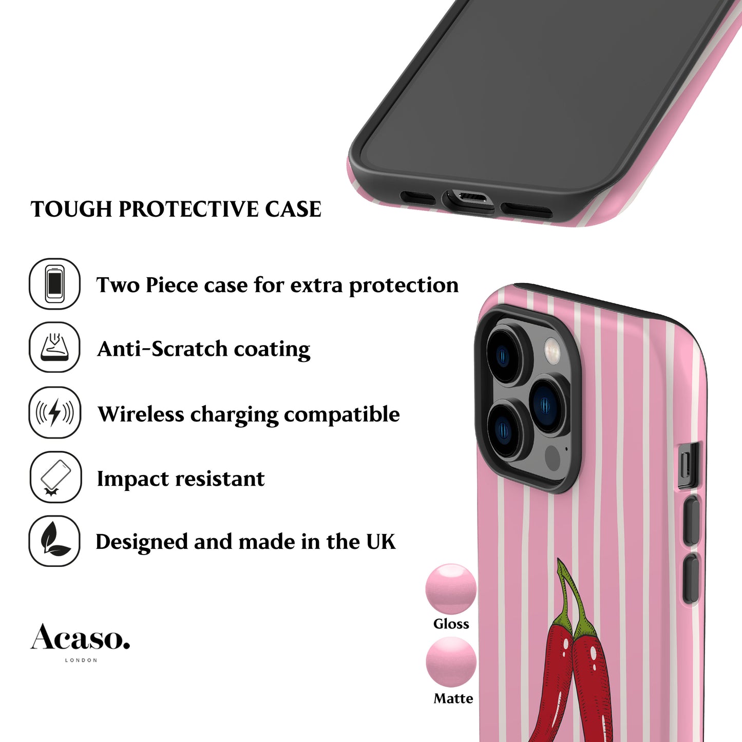 Striped Chilies Pink Phone Case