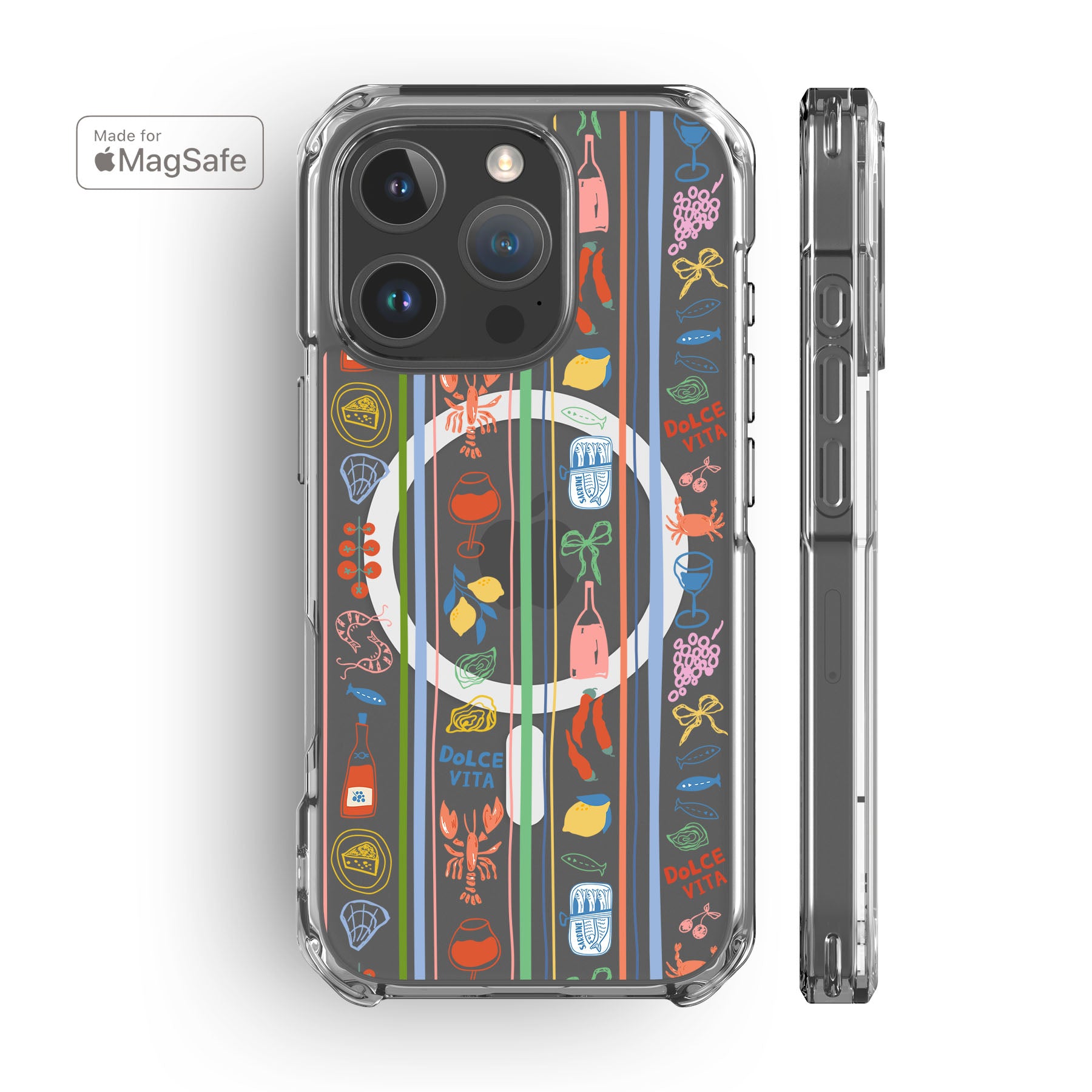 Striped Dolce Vita Clear MagSafe iPhone Case