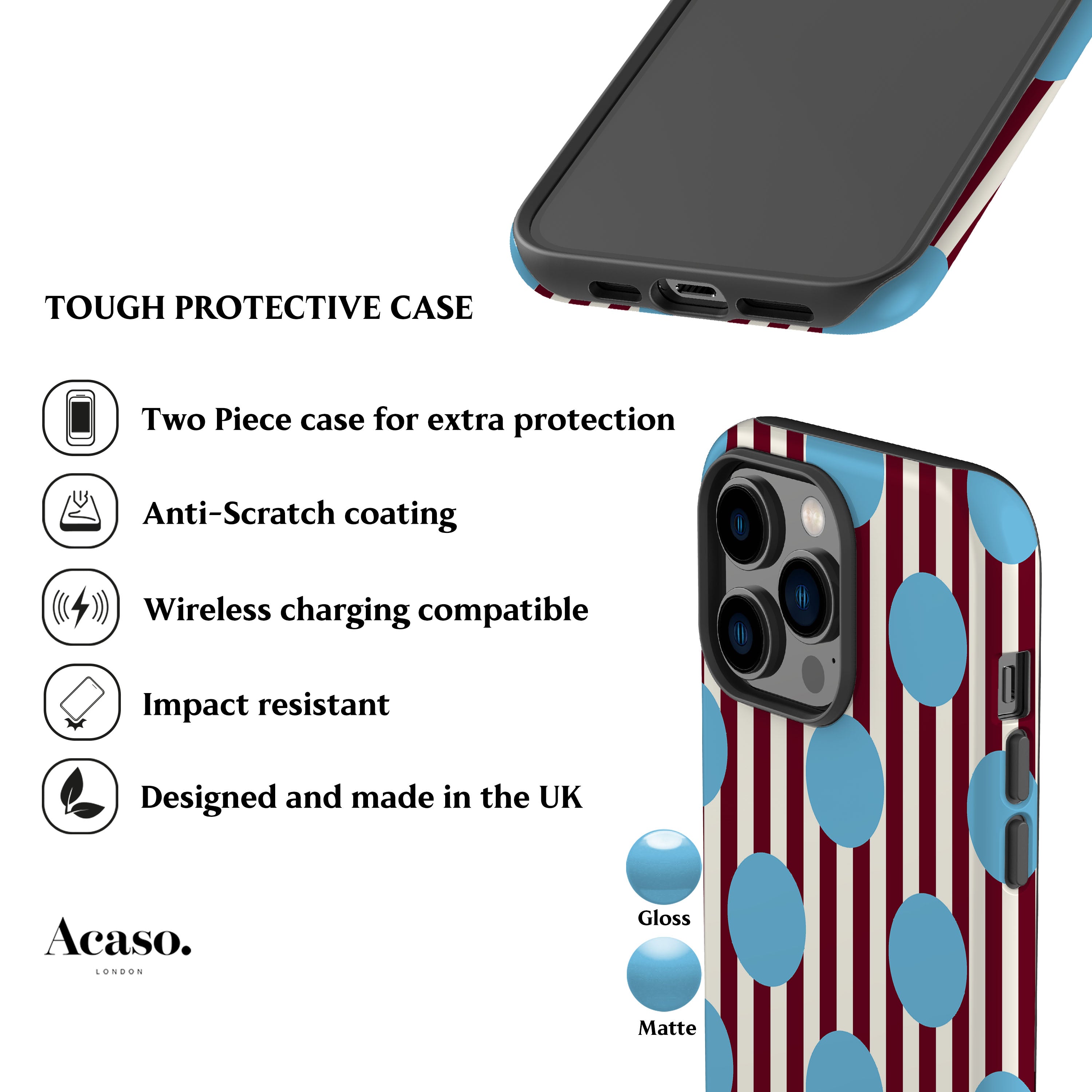Striped Feria Blue Dots Phone Case