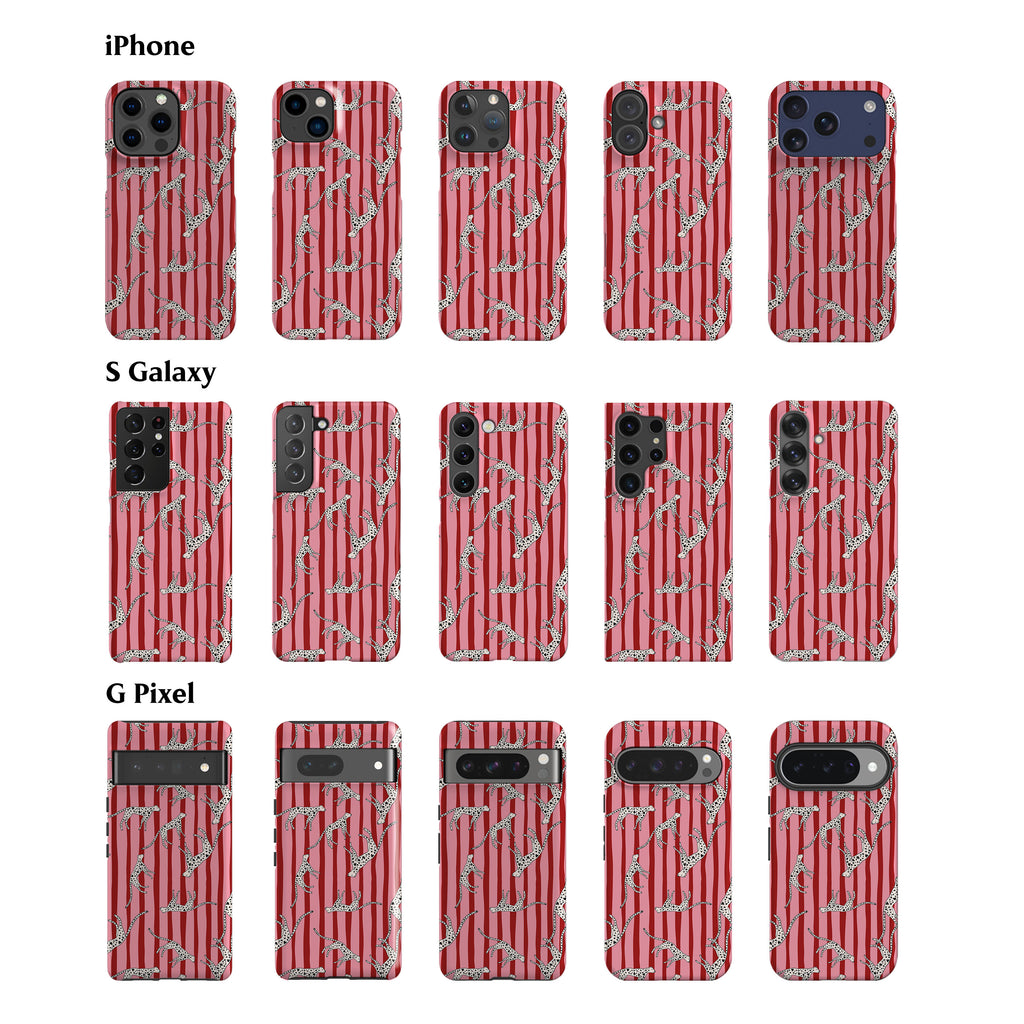 Pink Striped Heart Leos Phone Case